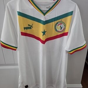 Puma White and Multicolor Soccer Jersey